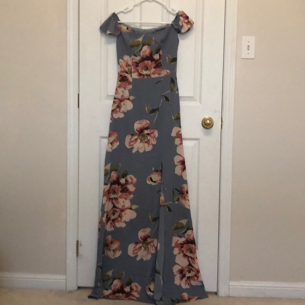 Floral side slit maxi dress